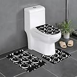 Halloween-Badezimmerteppich-Set, fliegende Fledermäuse, 3-teilig, WC-Bodenteppich, Badewanne, Dusche, waschbare Matten – bequeme und langlebige Badteppiche