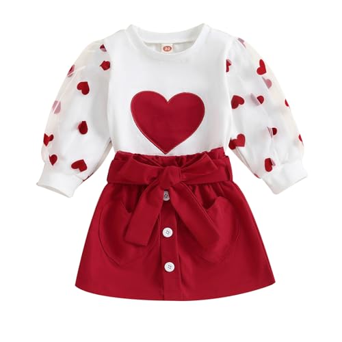 Image of fhutpw Baby Toddler Girl Outfits Fall Winter Clothes Turtleneck Knitted Cotton Long Sleeves Tops & Button Mini Skirts Set