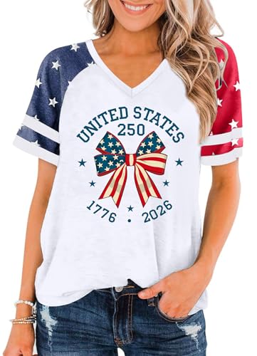 PICKID 250th Anniversary USA Shirt Women American Flag T Shirt