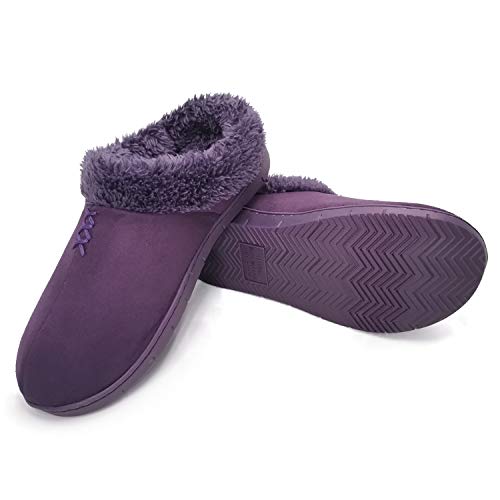 ofoot Women's Winter Warm Faux Suede Fuzzy Clog Slippers | Memory Foam, Non-Slip Rubber Soles3