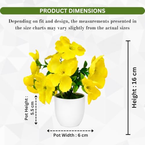 Image of fancymart Artificial Real Touch Flower Plant with Pot (Pack of 2), 16 cm Height, Decorative Faux Floral Plant for Home, Office, Living Room, Bedroom, Table & Shelf Decor