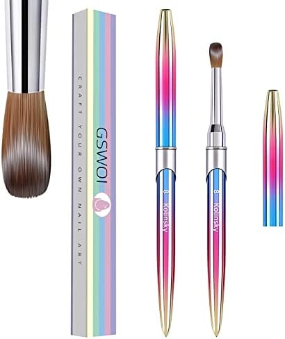 100% Kolinsky Acrylic Nail Brush(Size 8/10/12/14/16/18),3D Pure Handmade Round Shape Nail Brushes for Acrylic Application, Professional Nail Art Brush Manicure for Women (#8)