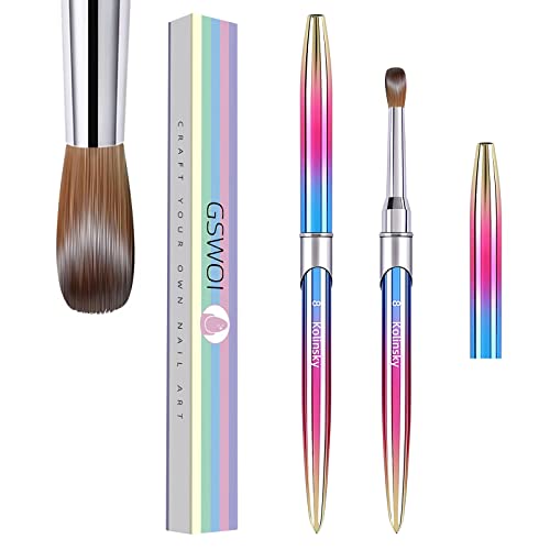 100% Kolinsky Acrylic Nail Brush(Size 8/10/12/14/16/18),3D Pure Handmade Round Shape Nail Brushes For Acrylic Application, Professional Nail Art Brush Manicure For Women (#8) #TOP2