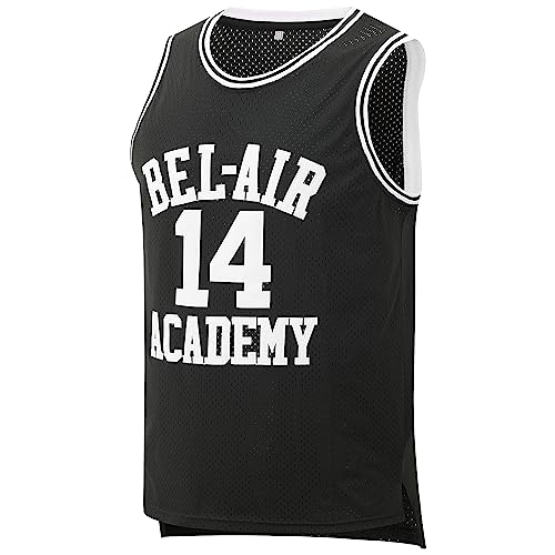 Afuby Bel Air Academy Jersey 14 Basketball Jerseys Sleeveless S-XXXL (Black, L)