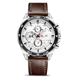 Herren Uhr Männer Analog Quarz Chronograph Braun Leder larmband, Armbanduhren Herren mit Datum, Uhren Herren Mode Casual Business Uhr für Herren Klassische Elegantes Geschenk
