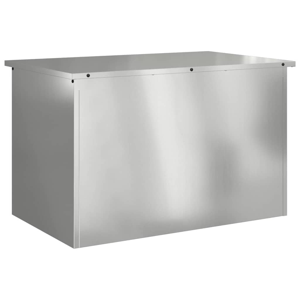 Contenitore esterno argento 80 x 50,5 x 50 cm, in acciaio zincato, resistente alle intemperie, per giardino, terrazza, organizzazione all'aperto, 14,1 kg
