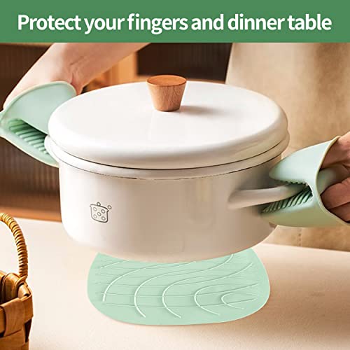 Bgfox Extra Long Oven Mitts And Pot Holders Sets, Heat Resistant Silicone Oven Mittens, Oven Gloves Sets With Soft Lining Good Grip, Hot Pads For Kitchen Baking Cooking, Pack Of 5, Aqua Green #TOP3