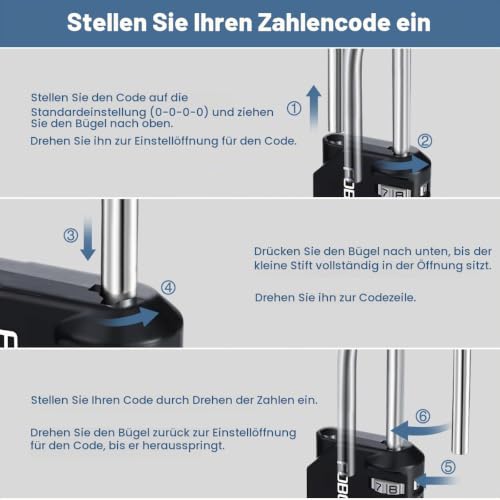 4 Stück Zahlenschloss 4 Stellig, 116x44mm, Vorhängeschloss Wetterfest Außen – Ansicht 5