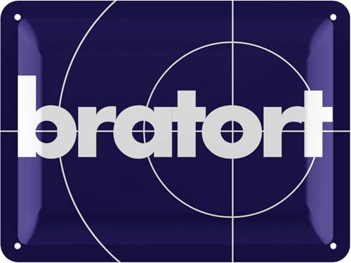 LANOLU Retro Blechschilder Grillen - BRATORT SCHILD - BBQ Grill Retro Deko - Grillplatz Schild Garten - Geschenk für Papas Grillecke Schild - Schilder mit Sprüchen und Stanzung in 15x20 cm