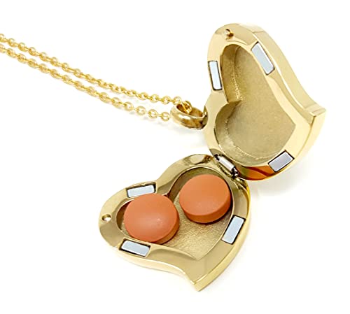 Amour Heart Pill Necklace - Polished Heart Locket with Strong Magnetic Closure - Medication Necklace - Keep Your Medication Securely with You at All Times - 26 Inch Chain3