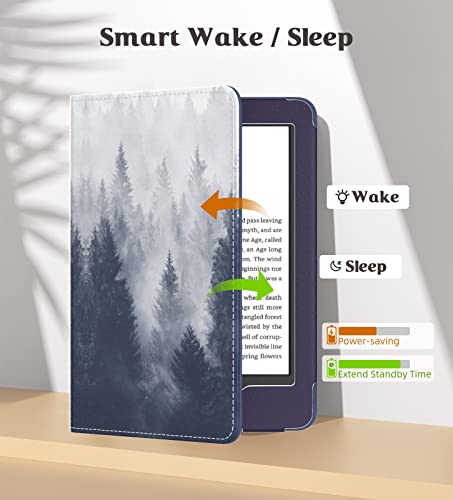 Image of MoKo Case for All-New 6 inch Kindle(11th Generation, 2024 /2022 Release) /(10th /8th Gen, 2019 /2016), Ultra Lightweight PU Shell Cover with Auto Wake /Sleep for Kindle 2024, Gray Forest