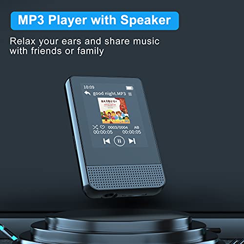 RUIZU Leitor de MP3 Bluetooth com rádio FM, reprodutor de MP3 com tela sensível ao toque de 1,8 pole