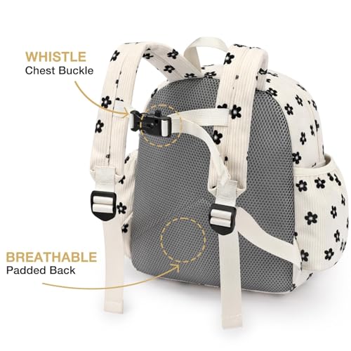 Image of STEAMEDBUN Corduroy Toddler Backpack for Girls 2-4: Kids backpack for Boys Girls - 12 inch Preschool Kindergarten Backpacks - Flower