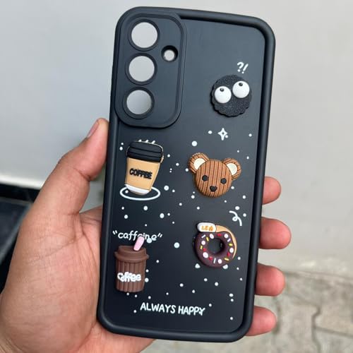 Image of Pikkme Back Cover for Samsung Galaxy A55 5G | 3D Cartoon Silicone Case Cute & Fun Full Protective Bumper Cover (Black)