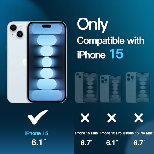 Image of Casodon Designed for iPhone 15 Tempered Glass Screen Protector Guard (Black) Full Screen Coverage with Easy Installation Kit