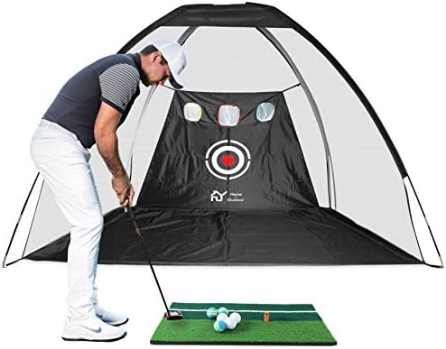 S.Y. Golf Net Golf Practice Net with Target Chipping Holes Hitting Golf Nets for Backyard Driving 6PCS Golf Balls Golf Mat Swing Training Indoor or Outdoor Adult