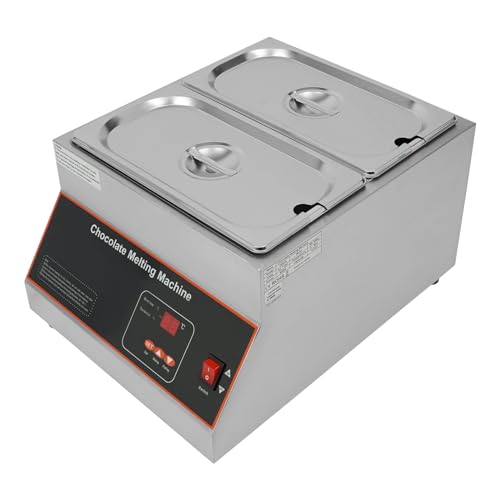 2-Tanks Chocolate Melting Machine Chocolate Tempering Pot 500W Electric Chocolate Tempering Machine with Temperature Control Commercial Warmer for Chocolate Milk Coffee Cheese Soup