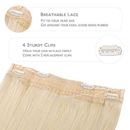 Image of WENNALIFE Wire Hair Extensions Real Human Hair 12 inch 70g Bleach Blonde Remy Hair Invisible Transparent Wire Straight Reusable Natural Easy to Apply Reusable for Volume Extensiones De Cabello Humano