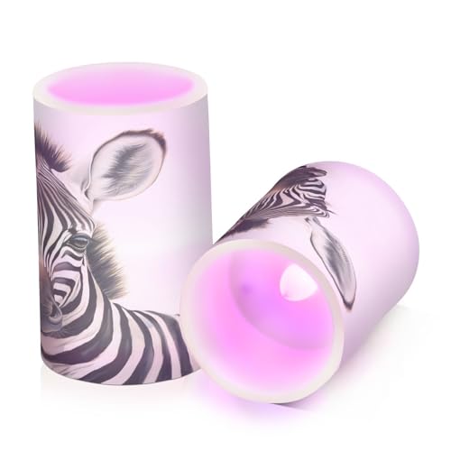 ALAZA Zebra2 Flickering Flameless Candles Battery Operated with Remote Timer,Tea Light Candles LED Pillar Votive Candles Set of 2 for Outdoor Indoor Decorations