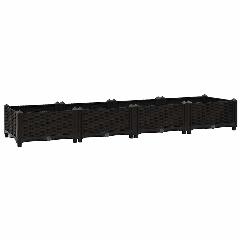 vidaXL Raised Bed Lawn Gardening Outdoor Garden Planter Pot Flower Box Pot Planting Bed Basket Vegetable Herb Grow Polypropylene Black
