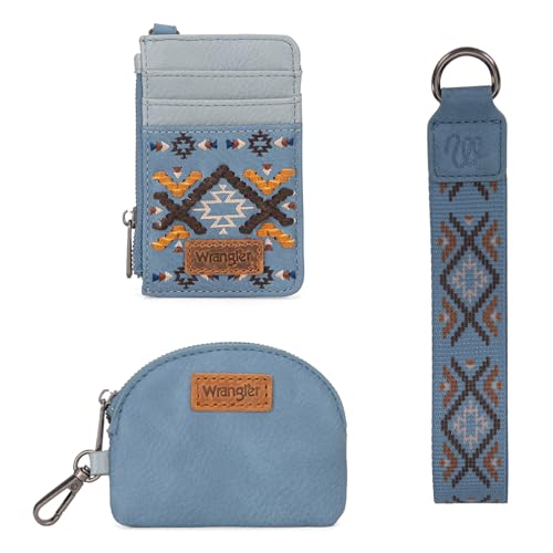 Image of Wrangler Western Keychain Wristlet Wallets for Women Retro Dual Pouch Wristlet Credit Card Holder Wallet with Zipper Pocket WG2214-W0051JN