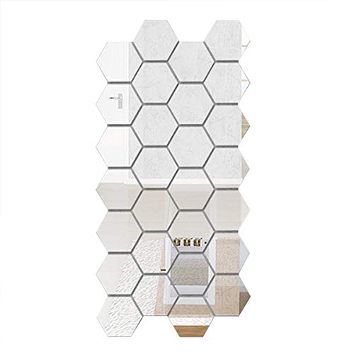 Ajcoflt 12 Peça 3D Hexágono Acrílico Espelho Adesivos de Parede DIY Art Decoração Mural Adesivos Hom