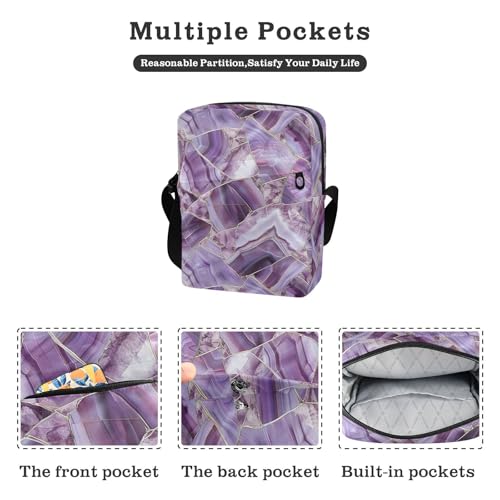 KLL Amethyst Marble Geometric Pattern small messenger bag for women Vegan Leather over the shoulder bags for men Shopping Woman Shoulder Handbags2
