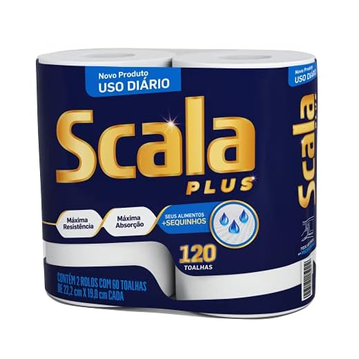 Scala Plus Papel Toalha, 120 Toalhas (2 Rolos de 60 Toalhas Cada)