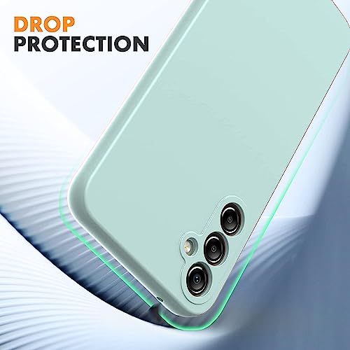 Image of DIZORO Microfiber Candy Case Compatible for Samsung A14 5G Smooth Touch Cushion Liquid Soft Silicone Gel Rubber Phone Cases Non-Slip Full Body Protective Shockproof Back Cover (Mint Green)
