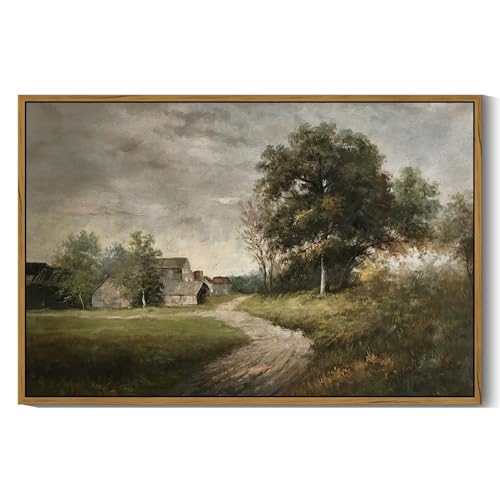 SHENIFY Vintage Landscape Framed Wall Art Rustic Cottage Countryside Farmhouse