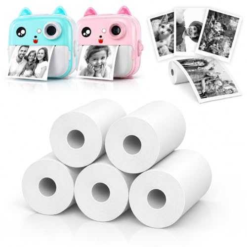 Image of Kids Instant Print Camera Paper Roll Refill - 5 Rolls BPA & BPS-Free Thermal Photo Paper, 57 x 25 mm, Compatible with Most Kids Instant Print Cameras