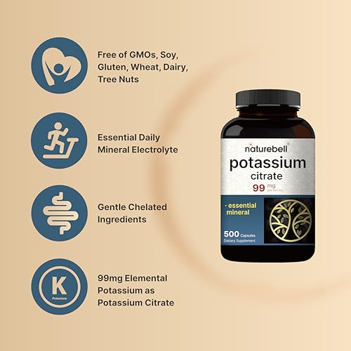 NatureBell Potassium Citrate 99mg, 500 Capsules - Chelated Mineral Supplements - Non-GMO, Gluten Free - Image 4