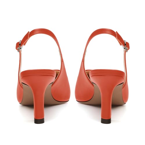 Women's Slingback Pumps Kitten Heel Pointed Toe Pumps for Women Comfort Kitten Mid Heels Buckle Pumps Wedding Party Dance Shoes4