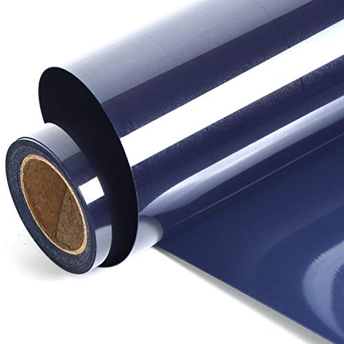Image of FUNKAKA Heat Transfer Vinyl Rolls, 12 inch x 9ft Navy Blue Iron on Vinyl | Glossy HTV Vinyl for All Cutter Machines for Shirts - Easy to Cut & Weed for Heat Vinyl Design