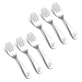 TeamFar 6 Pieces Toddler Forks, Stainless Steel Toddler Utensils Kids Silverware Set Small Forks for Self-Feeding, Children Safe Cutlery set, Dishwasher Safe