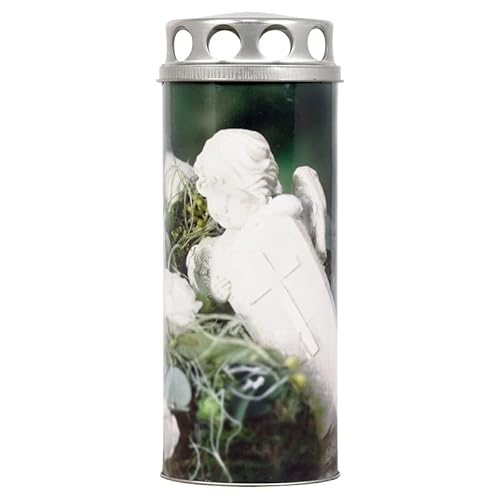 Papiergrabkerze mit Motiv Engel aus Stein, Paperlight, Grabkerze, Grablicht, Grabkerze aus Papier (65 x 160 mm (groß) bis zu 45 Stunden Brenndauer, 2) Cover