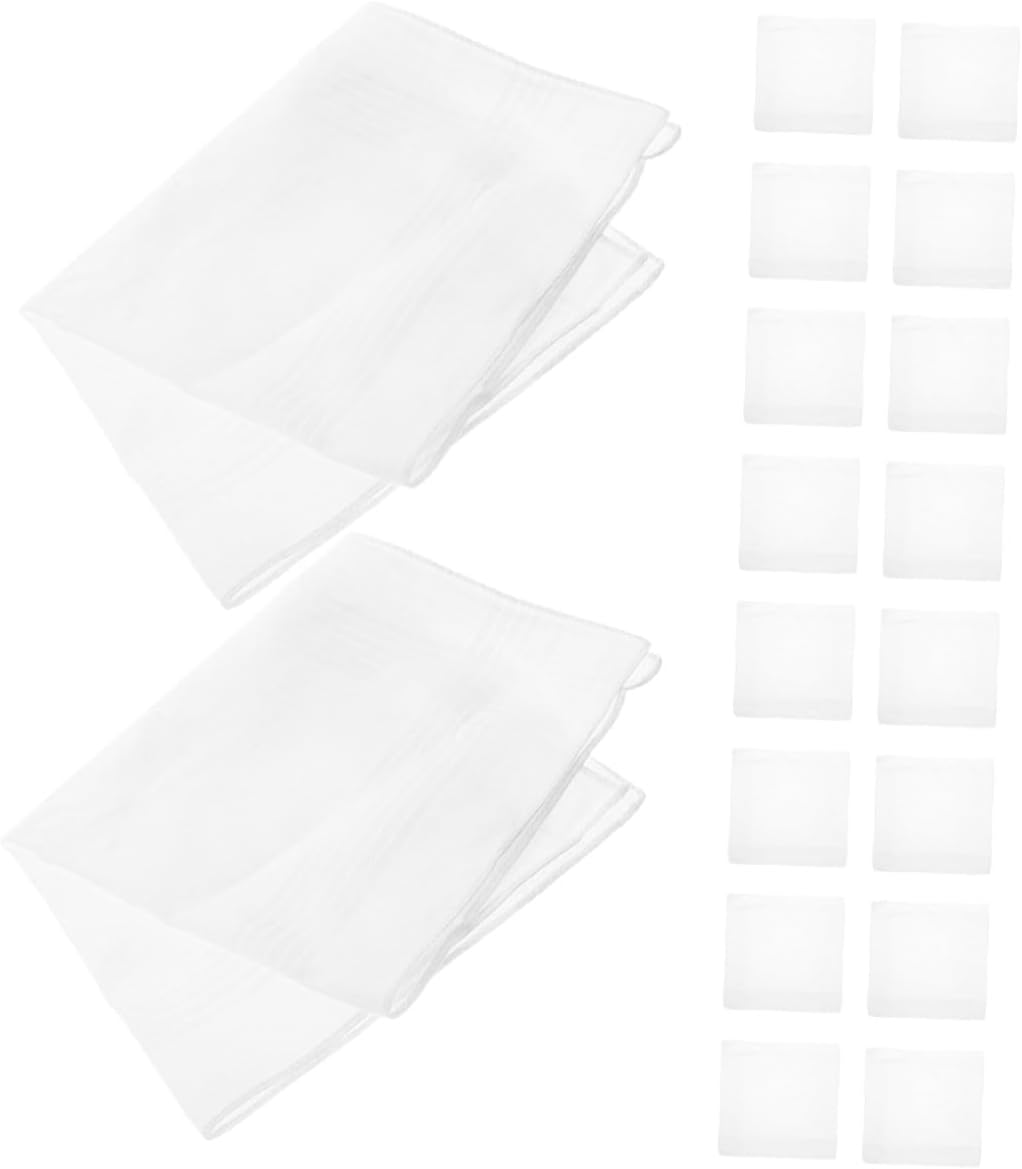 Toyvian 18pcs Men’s White Cotton Handkerchiefs, Soft Pocket Squares for Suits, Travel and Daily Use