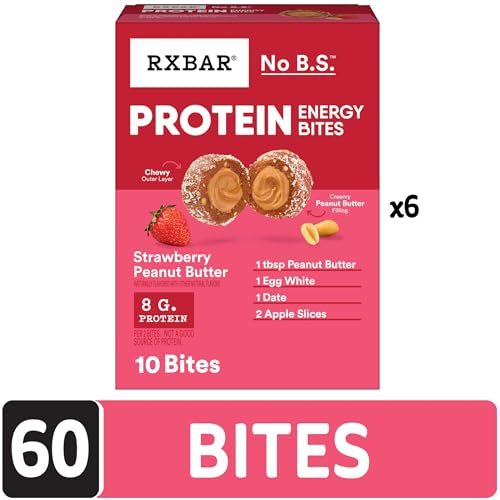 Image of RXBAR Protein Energy Bites, Gluten Free Energy Snacks, Protein Snacks, Strawberry Peanut Butter (60 Bites)
