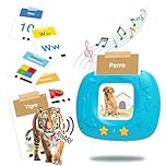 HOMESTEC Cartes Flash parlantes, Jeu éducatif Audible pour Enfants de 2 à 6 Ans, 144 Feuilles, 288 Mots en Espagnol, thème Spatial Jouet Montessori, Bleu