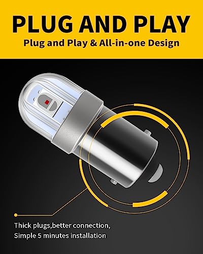 EBAIFUN 12V BA9S LED Bulb T4W 64111 – 6000K White, Center Mount, Long Life (Single)