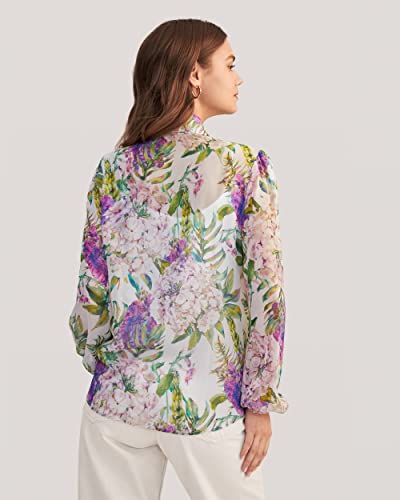 LilySilk X MIM Women's Floral 2 in 1 Silk Blouse Long Sleeve 100% Silk Shirt Tops for Ladies3