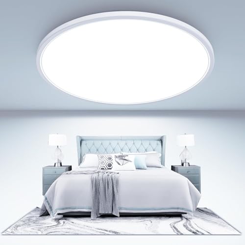 libtit Large LED Ceiling Light 16.5Inch, 4200LM 36W Bright Flush Mount Lights for Ceiling, 3000K/4500K/6000K White Surface Mount Lighting Fixture for Bedroom Kitchen Livingroom Shops