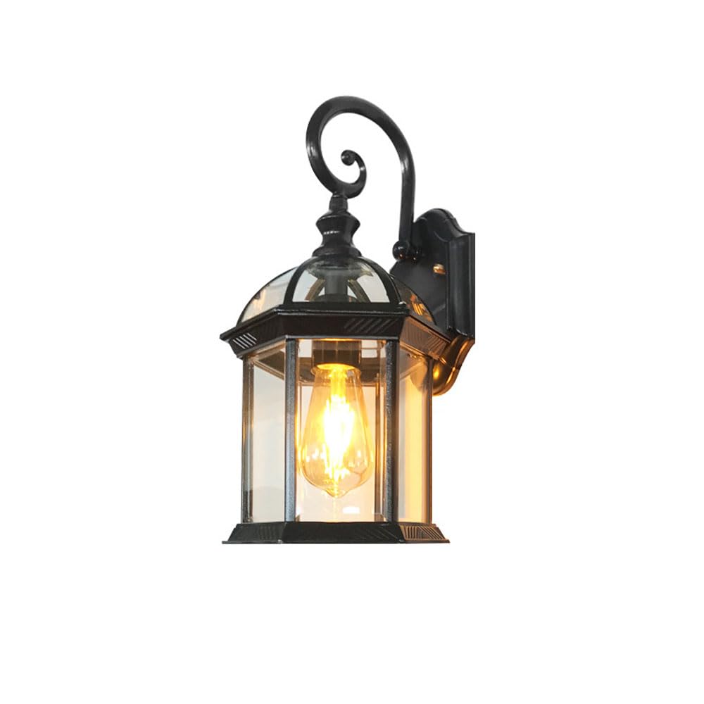Applique murale extérieure E27 rétro noire avec diffuseur en verre 40cm