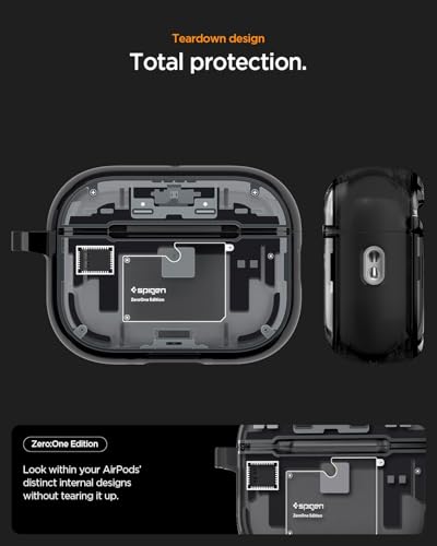 Image of Spigen for AirPods Pro 3 Case, Carabiner Included, MagSafe Compatible, Shock-Proof Cover, (Ultra Hybrid Mag Fit) - Zero One Black