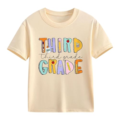 Boys Girls First Day of Third Grade Shirt Kids Classic Back to School Clothes Preppy Basic Short Sleeve Shirts2