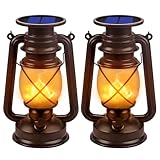 Solar Lantern Outdoor Hanging Solar Lights Dancing Flame Led Waterproof Camping Lamps, Landscape Decor for Table Patio Garden Yard Pathway Porch 2 Pack
