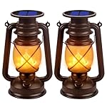 Solar Lantern Outdoor Hanging Solar Lights Dancing Flame Led Waterproof Camping Lamps, Landscape Decor for Table Patio Garden Yard Pathway Porch 2 Pack