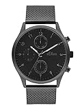 Hochwertige s.Oliver Herrenuhr aus Metall Mit schwarzem Milanaiseband und japanischem qualitätswerk