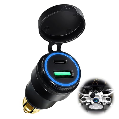 Motorrad USB Steckdose Adapter 30W PD QC 3.0 Wasserdicht Ladegerät für 12V-24V DIN Hella Stecker Ladebuchse Kompatibel mit BMW Ducati Triumph LKW Boot