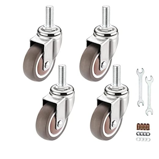 Stem Casters, 360 Degree Swivel Stem TPR Wheels with Metric M8-1.25x15mm Thread Industrial Castors for Carts, Furniture, Dolly, Workbench(1.5 Inch M8-1.25x15mm, Without Brake)